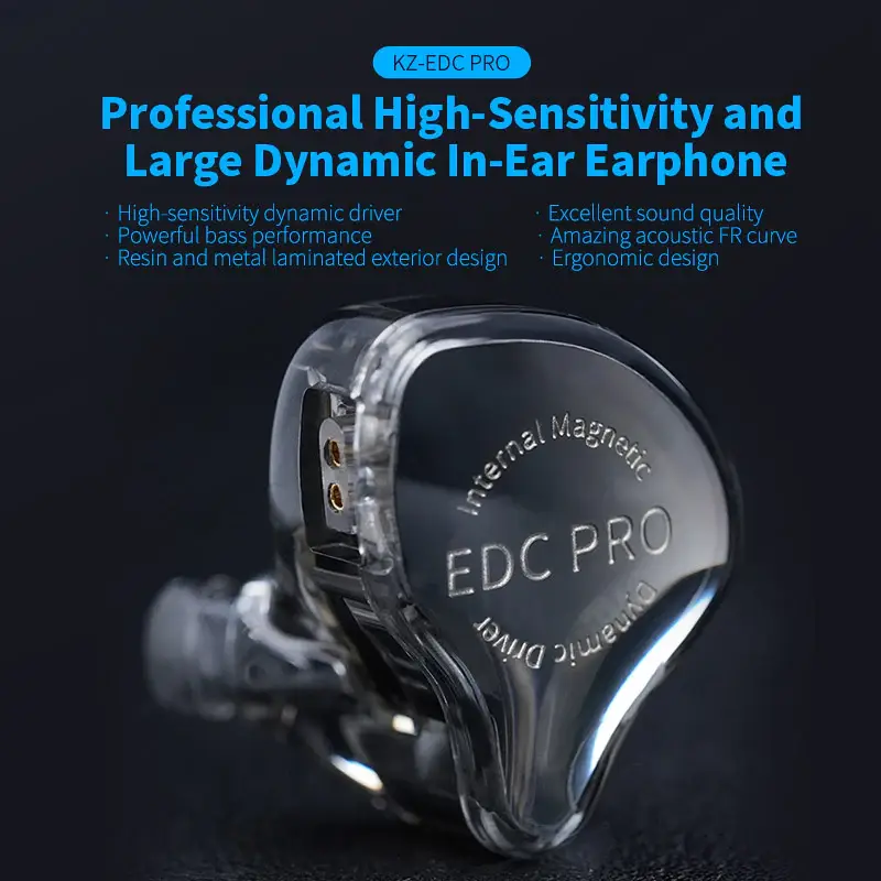 KZ EDC Pro High-Sensitivity IEMs with Mic Professional Dynamic In-Ear Monitors