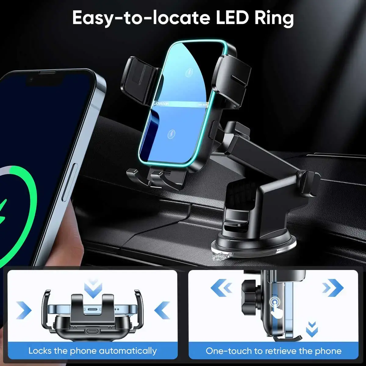 Joyroom JR-ZS246S 15W Qi Dual-Coil Dashboard Car Mount Wireless Charger