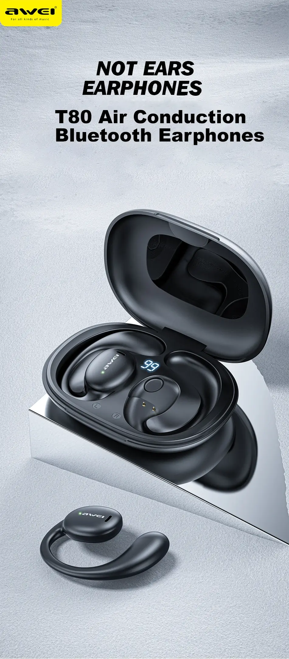 Awei T80 Air Conduction Wireless Sport Earphones
