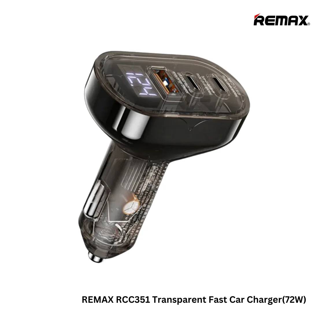 REMAX RCC351 Cybo Series 72W Transparent Fast Car Charger with PD & QC Dual Port Support