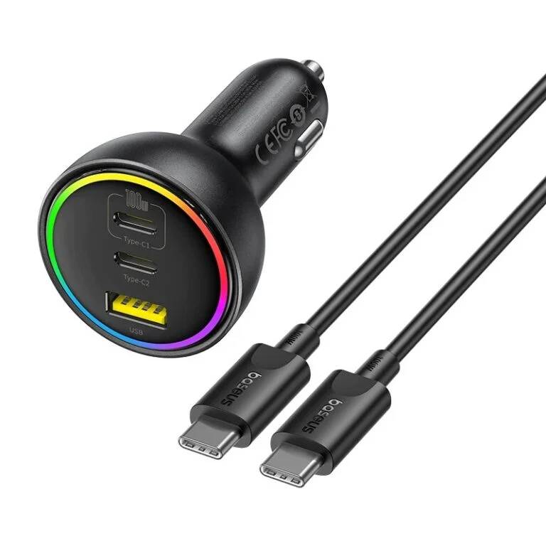 Baseus 152.5W Multi-Port Car Charger Dual USB-C + USB-A Fast Charging Set