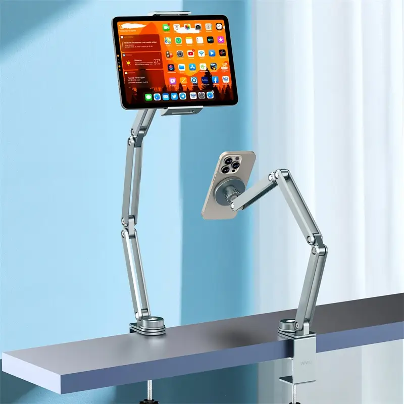 WiWU 2-in-1 Aluminum Alloy Tablet Stand with Adjustable Clip and Holder for iPad and Tablets
