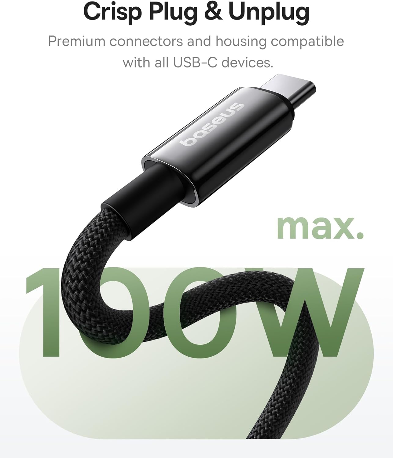 Baseus Tungsten Gold Magnetic Fast Charging Cable USB-C to USB-C 100W 5A Anti-Tangle 1M