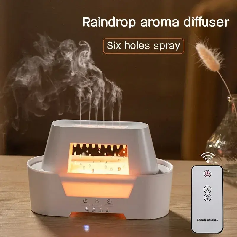 Raindrop Air Humidifier Aromatherapy Diffuser Remote Control with Colorful Lamp