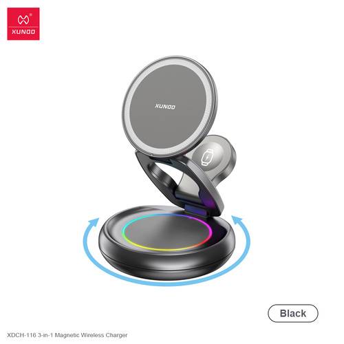 XUNDD XDCH-116 3-in-1 Foldable & Rotatable Wireless Charging Station 
