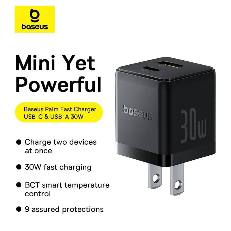 Baseus Palm Series 30W Dual-Port PD Fast Charger 1× USB-A & 1× USB-C Output (US Plug) Baseus Palm Series 30W Dual-Port PD Fast Charger 1× USB-A & 1× USB-C Output (US Plug)