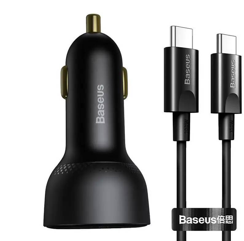 Baseus TZCCZX-01 Supreme Digital Display PPS Dual 100W Car Charger With Type C to Type C Cable 