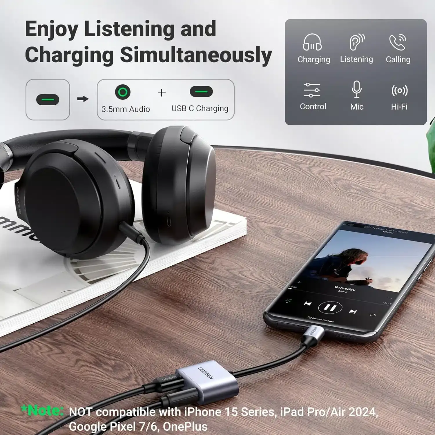 UGREEN CM231 2-in-1 USB-C to 3.5mm Audio & PD Charging Adapter 60164