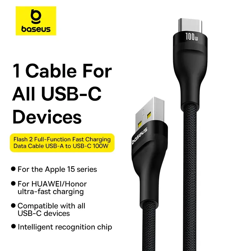 Baseus Flash 2 100W USB-A to USB-C Charging Cable 2M