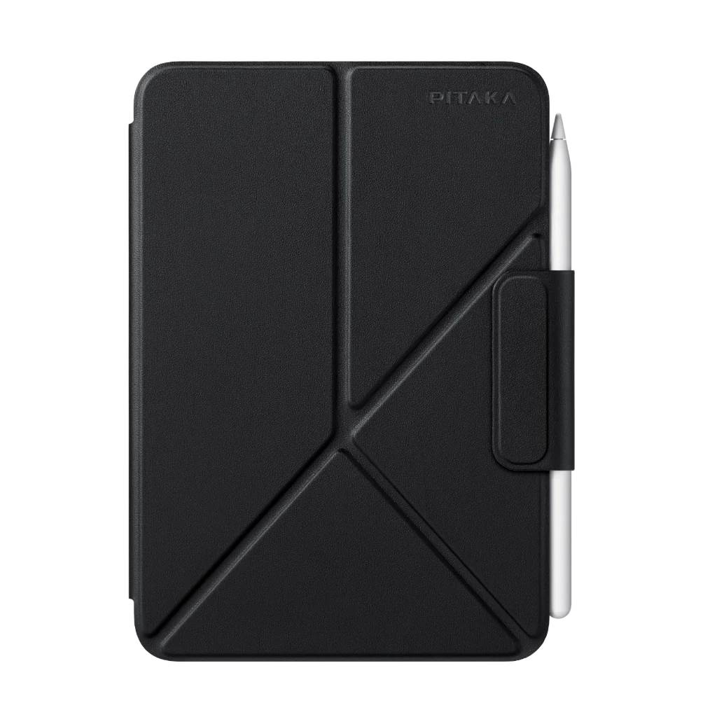 PITAKA MagEZ Folio 2 for iPad Mini 6/7 Magnetic Protective Cover with Dual-View Stand (Black/Grey)