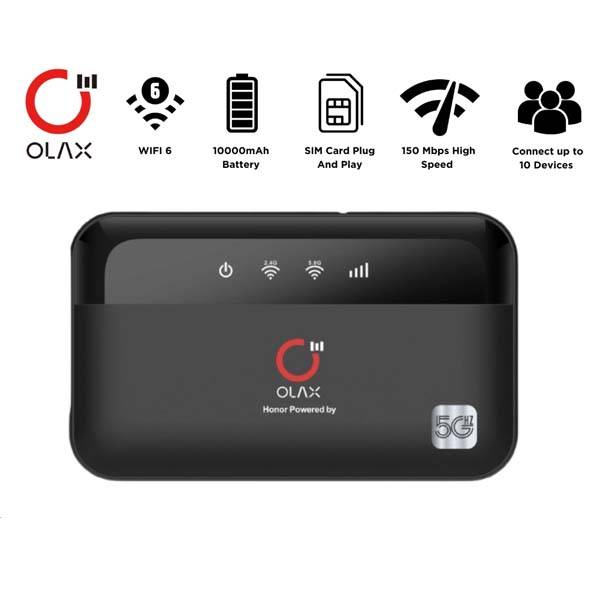 OLAX M100 4G/5G Pocket Router with Wi-Fi 6 and 10000mAh Battery