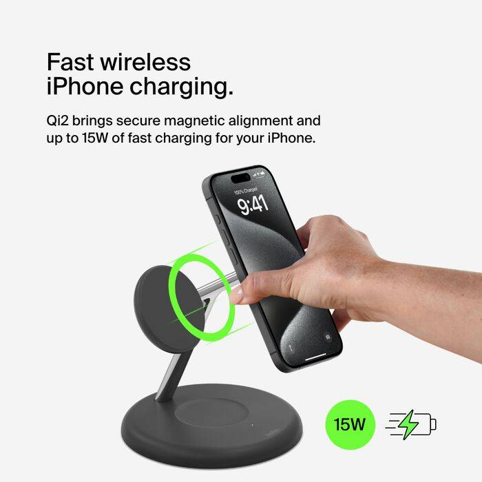 Belkin BoostCharge Pro 3-in-1 Magnetic Wireless Charging Stand with 15W Qi2 Fast Charging