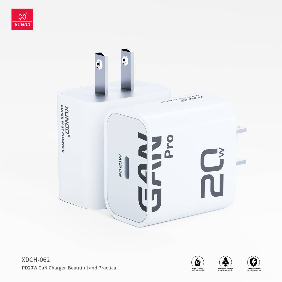 XUNDD XDCH-062 20W GaN Pro Fast Charger with USB-C to Lightning Cable