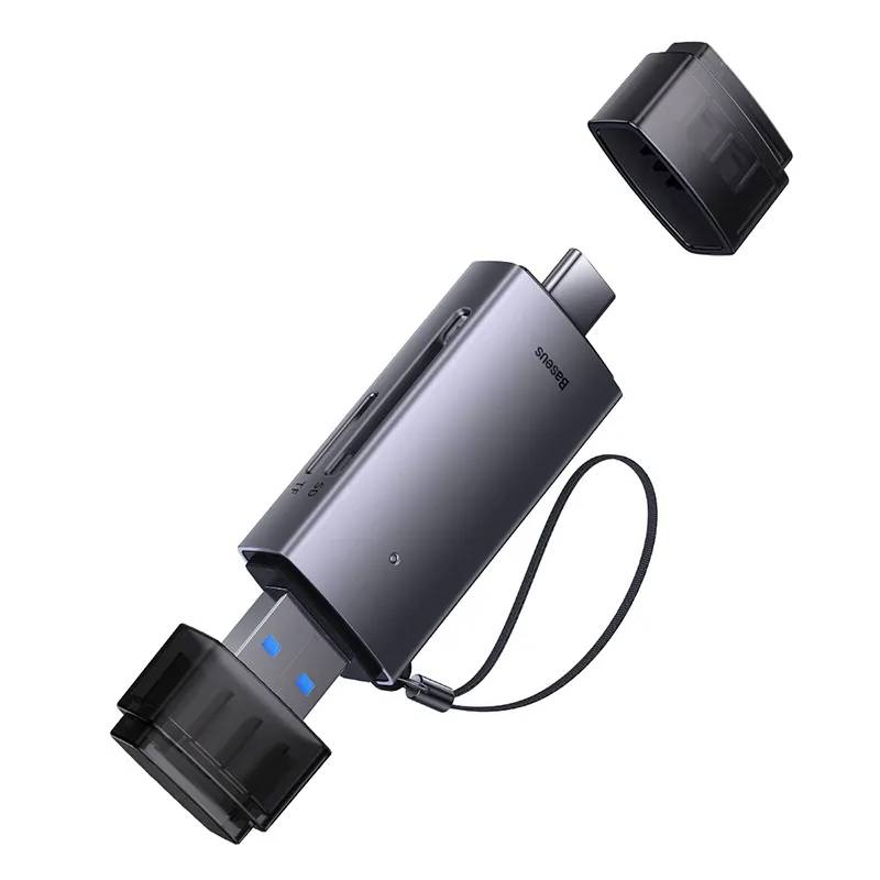 Baseus WKQX060113 Dual Output Card Reader USB-A & USB-C to SD/TF Grey