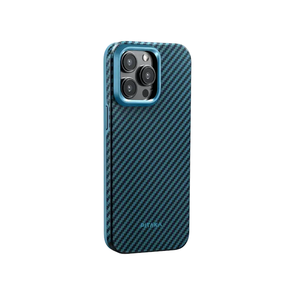 PITAKA MagEZ Case Pro 4 for iPhone 15 Pro Max -1500D Black/Blue (Twill)