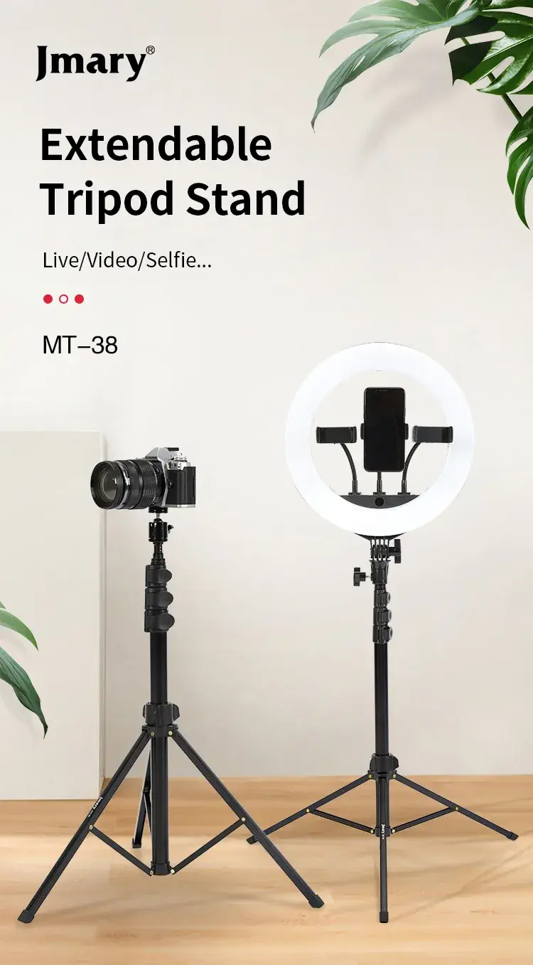 Jmary MT38 Heavy-Duty Extendable Aluminum Tripod Stand Lightweight & Adjustable