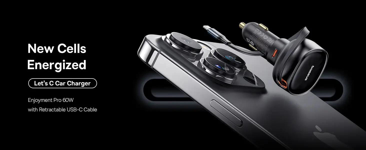Baseus Enjoyment Pro 60W Retractable USB-C Car Charger
