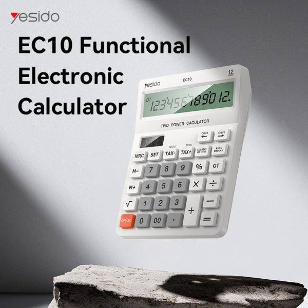 Yesido EC10 Dual Power LCD Display Desktop Calculator Battery & Solar Powered