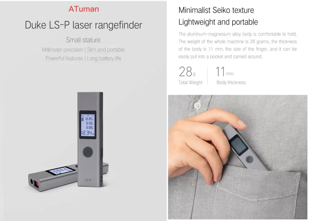 Xiaomi ATuMan DUKA LS-P Rechargeable Digital Laser Rangefinder Distance Meter