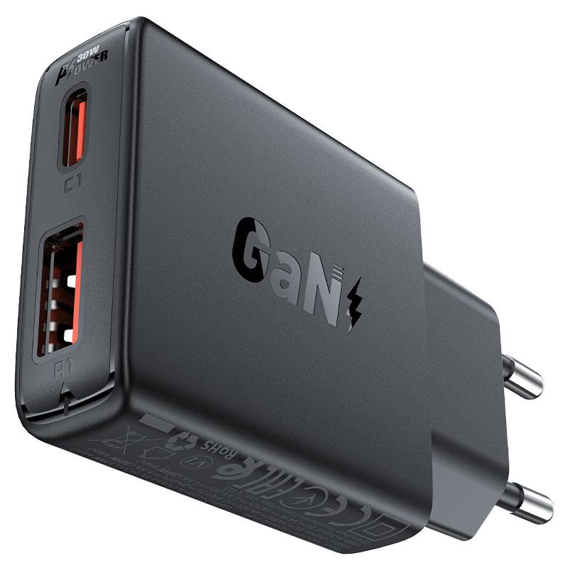 ACEFAST A69 30W GaN 1×USB-C & 1×USB-A Fast Charging Wall Adapter