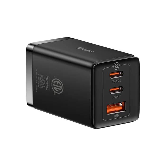 Baseus GaN5 Pro 65W Fast Charger 3-Port USB-C & USB-A Compact Wall Adapter