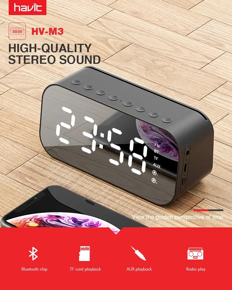 HAVIT M3 Wireless Bluetooth Speaker with Alarm Clock Radio