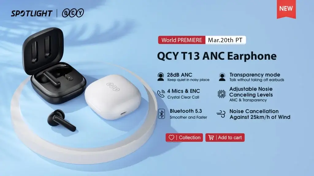 QCY T13 ANC True Wireless Earbuds with Active Noise Cancellation