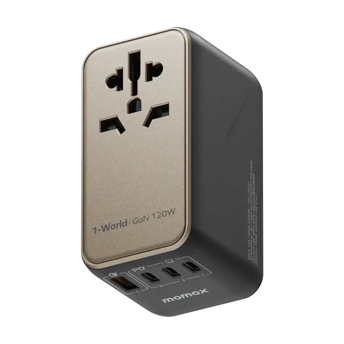 Momax 1-World Universal 4-Port Travel GaN Charger 120W + USB-C Cable