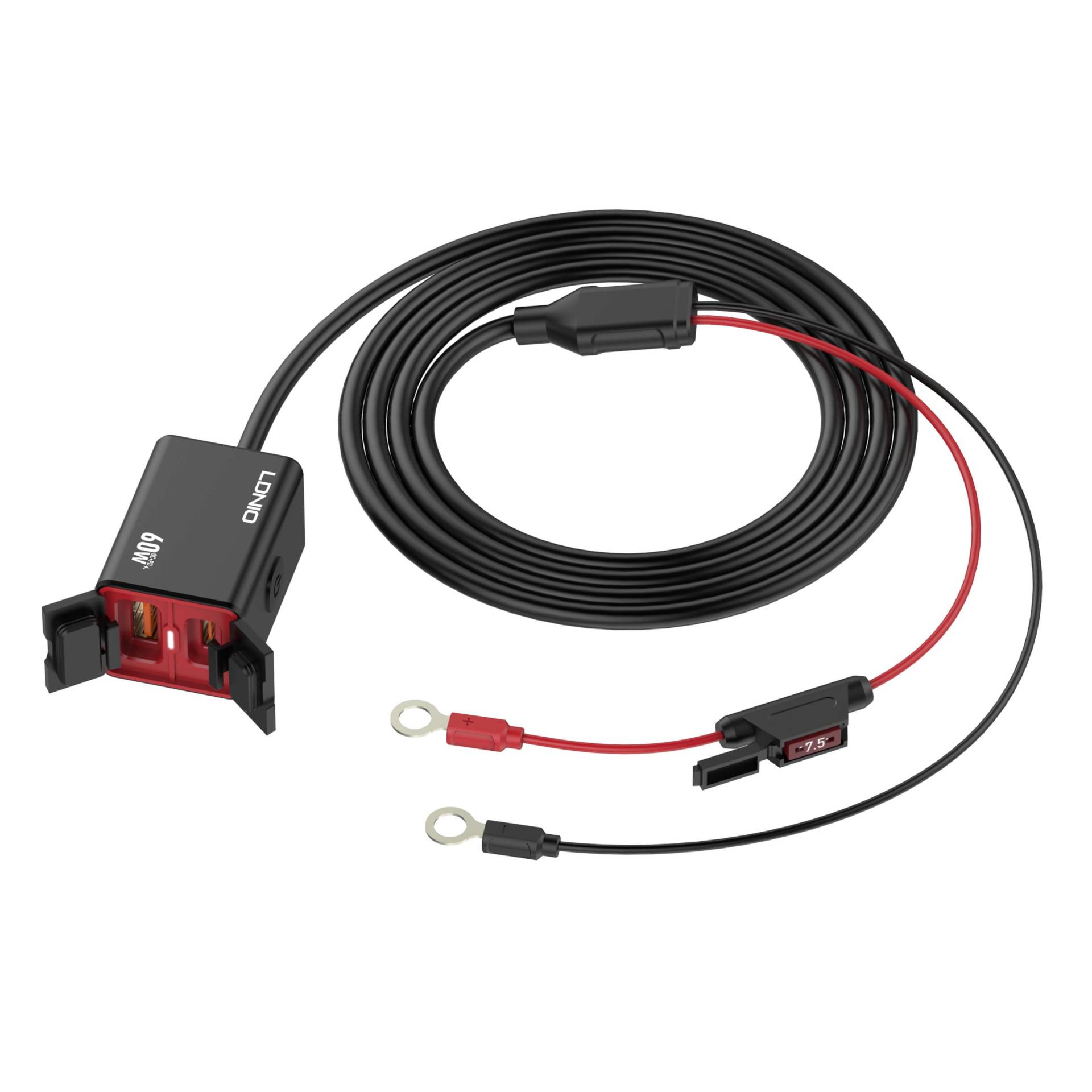 LDNIO C108 60W Waterproof Fast Car Charger Wired Extension Cord for Motorcycles LDNIO C108 60W Waterproof Fast Car Charger Wired Extension Cord for Motorcycles