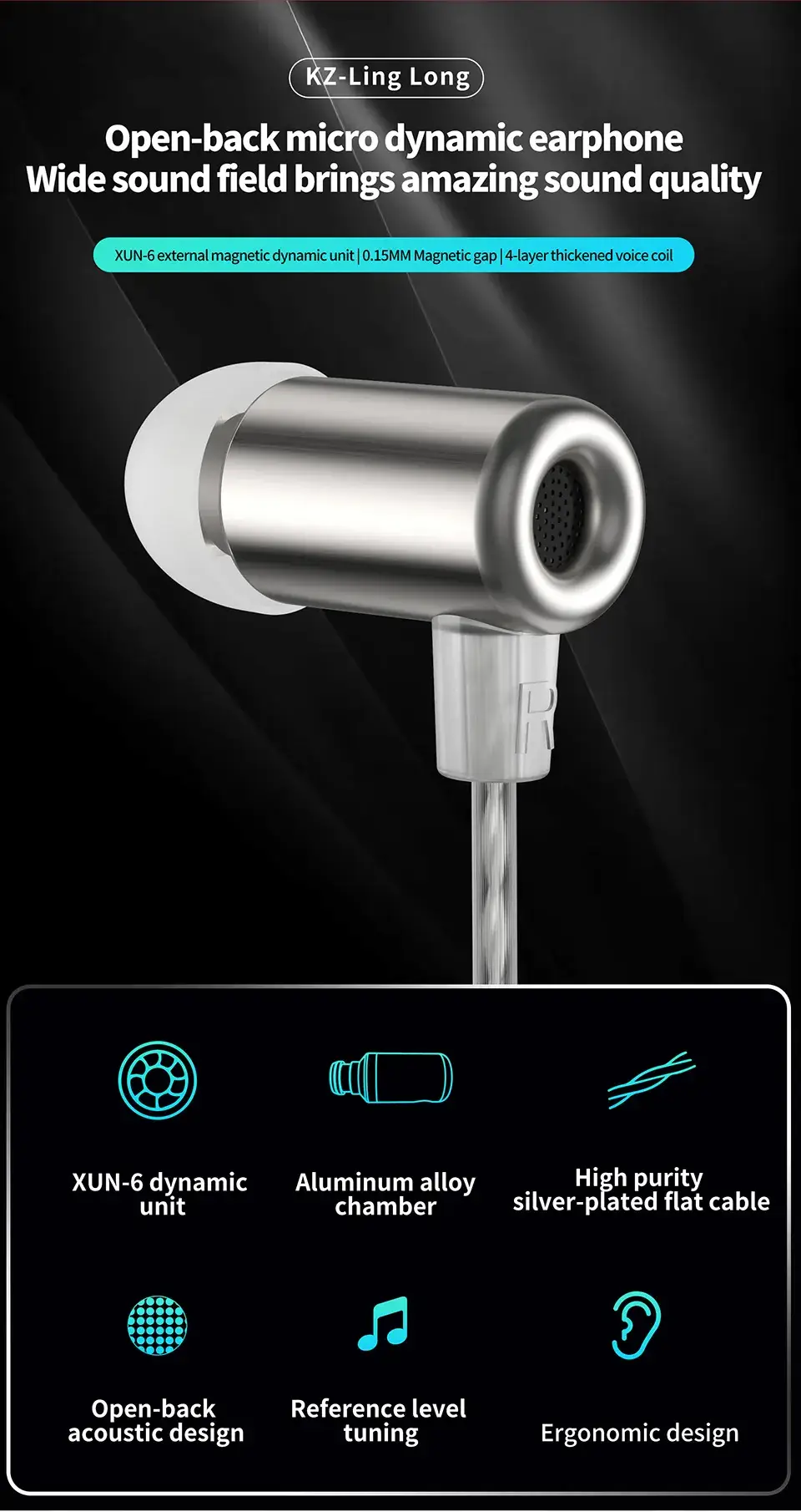 KZ Ling Long Open-Back Micro Dynamic Driver In-Ear Earphones