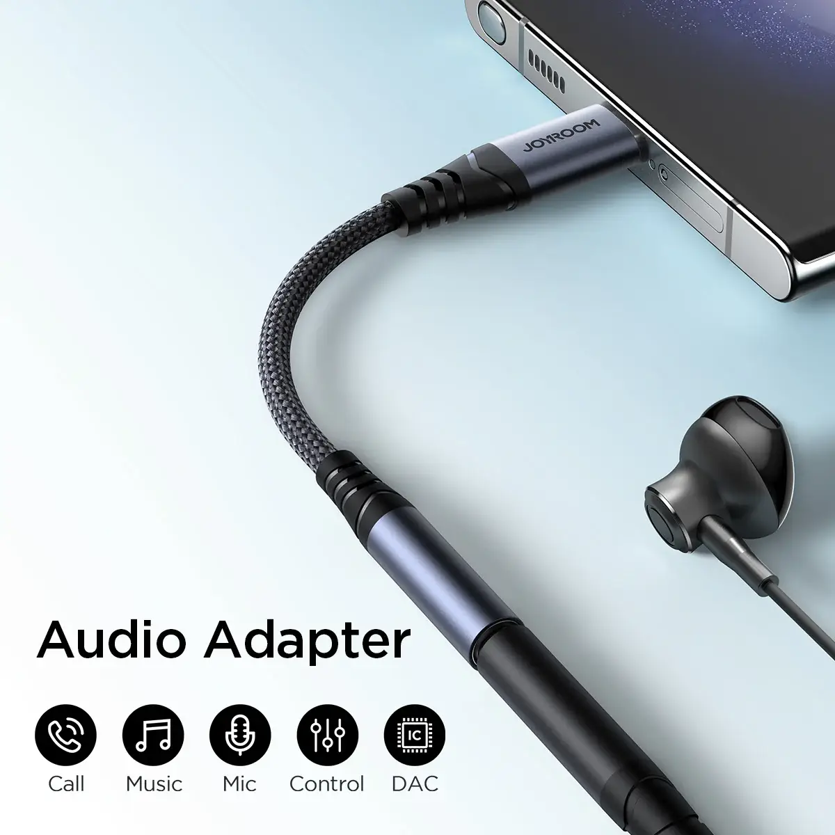 Joyroom SY-C01 Type-C to 3.5mm Audio Jack Adapter for Headphones and Microphones