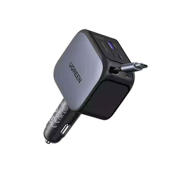 UGREEN EC604 145W Retractable Car Charger with Built-in USB-C Cable