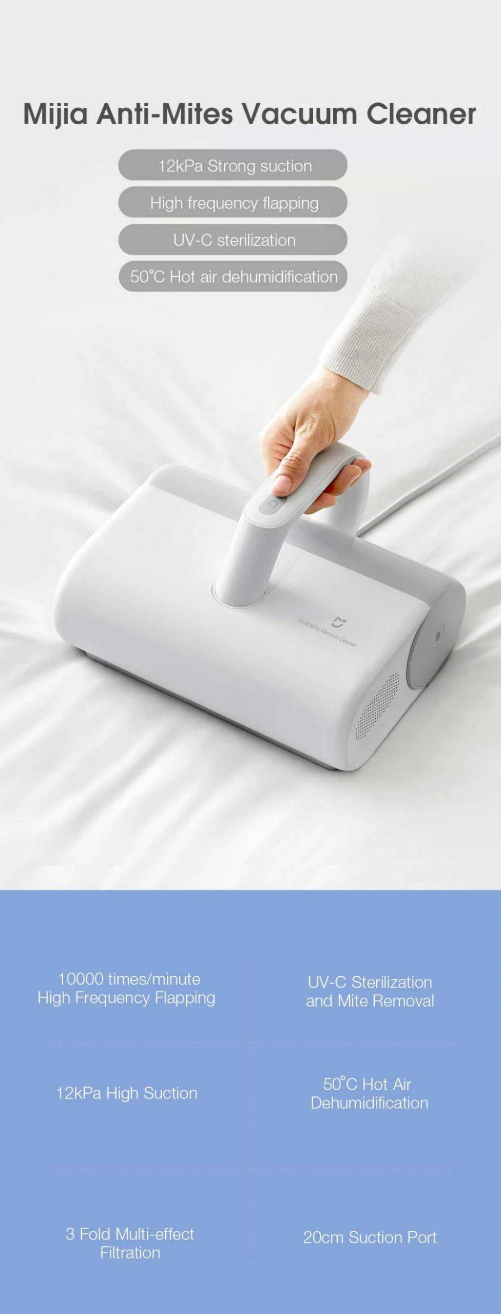 Xiaomi Mijia UV Sterilization Anti-Mite Vacuum Cleaner with 12000Pa Suction