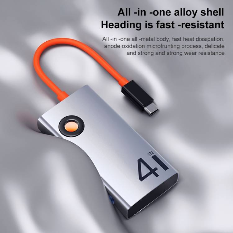 ROCK TR26 4-in-1 USB-C to USB 3.0 ×3 RJ45 Multifunctional Hub