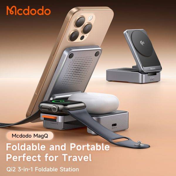 MCDODO CH-519 MagQ Qi2 15W Foldable Magnetic Wireless Charger Station for Desktop