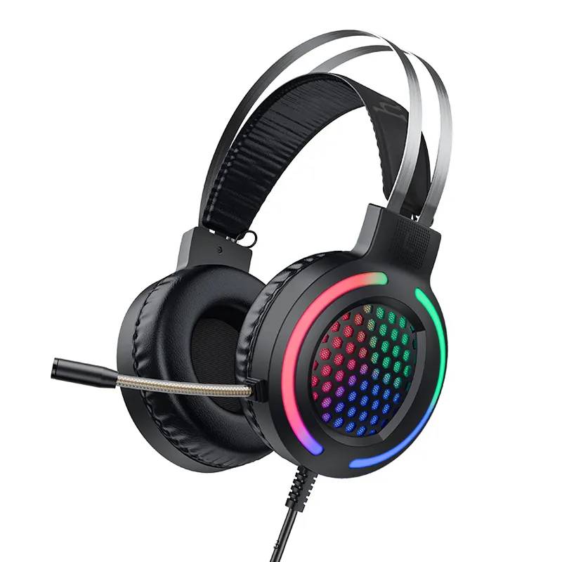 Hoco ESD03 Wired RGB Lighting and Noise-Cancelling Microphone Gaming Headphones
