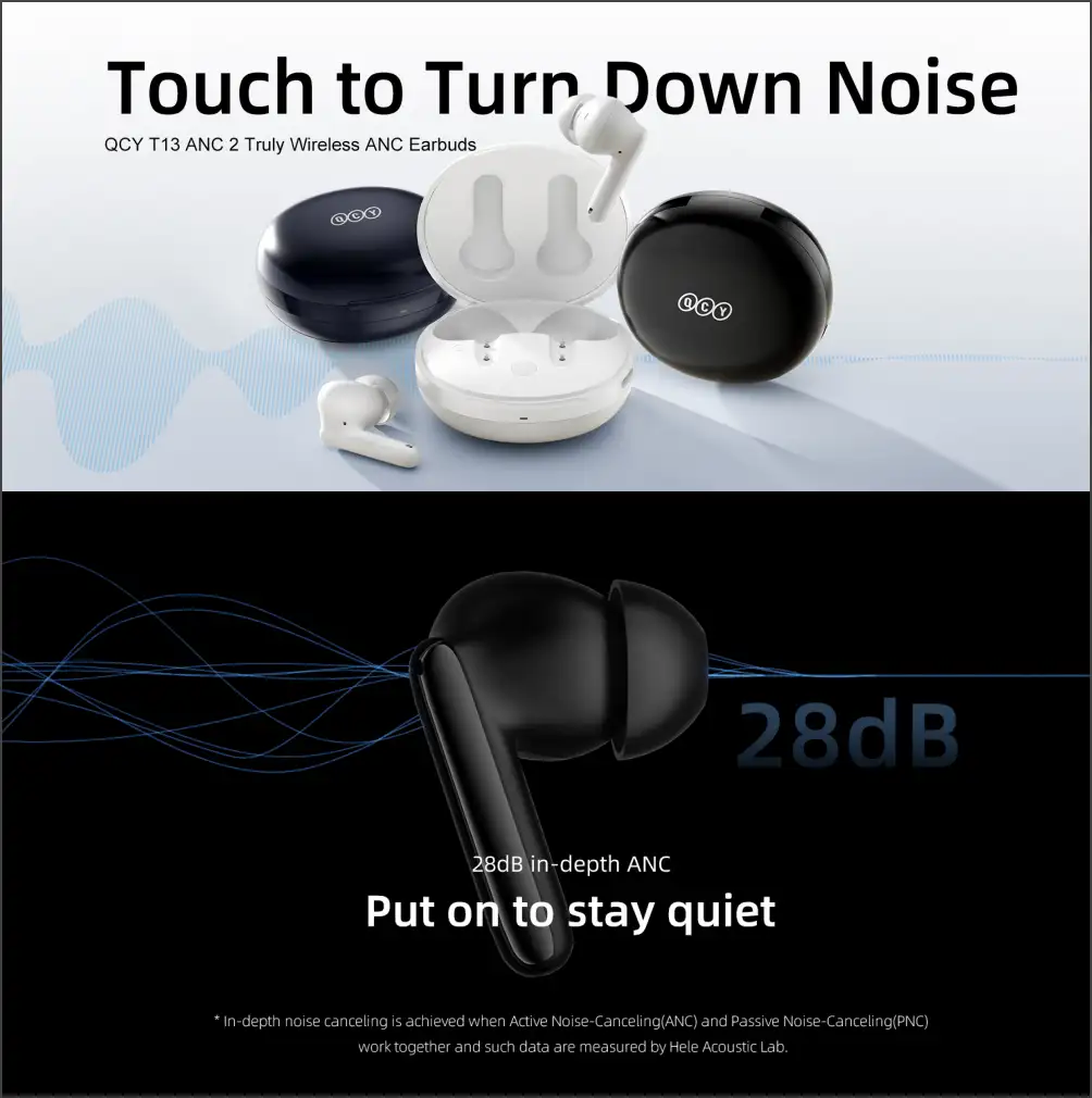 QCY T13 ANC 2 True Wireless Earbuds with Active Noise Cancellation V2