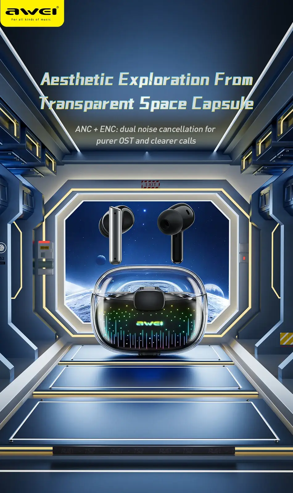 Awei T52 ANC True Wireless Bluetooth Earbuds