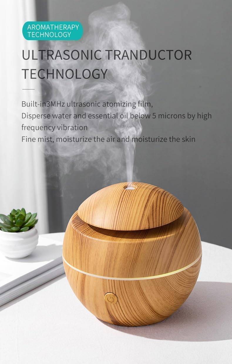 Wooden Cool Mist Humidifiers Essential Oil Diffuse Aroma Air Humidifier with Led Night Light