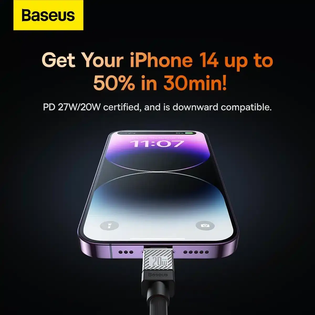 Baseus CoolPlay Series 20W Fast Charging Cable Type-C to Lightning 1m