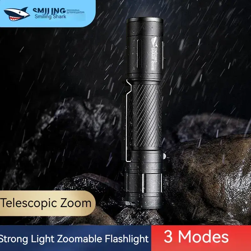 Smiling Shark SD7115 Ultra-Bright Rechargeable LED Flashlight Long Range & High-Power Beam
