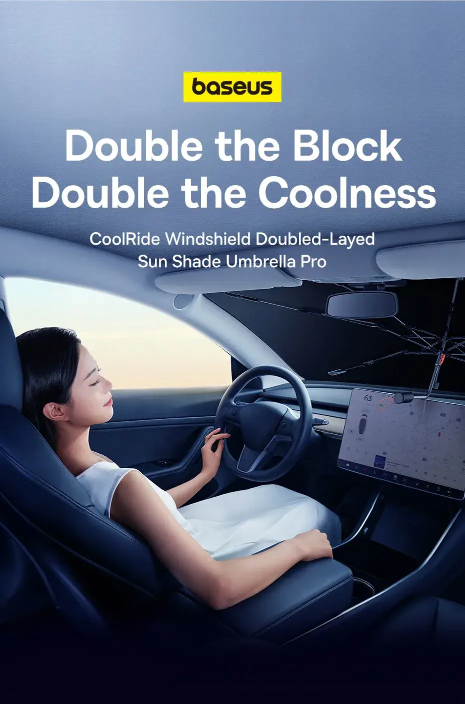 BASEUS CoolRide Double-Layered Windshield Sun Shade Umbrella Pro