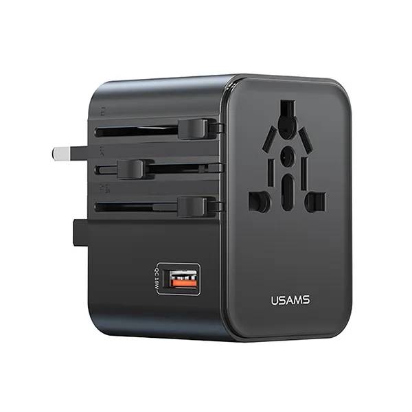 USAMS CC309 25W Universal Travel Adapter with Dual Type-C & USB-A Ports USAMS CC309 25W Universal Travel Adapter with Dual Type-C & USB-A Ports