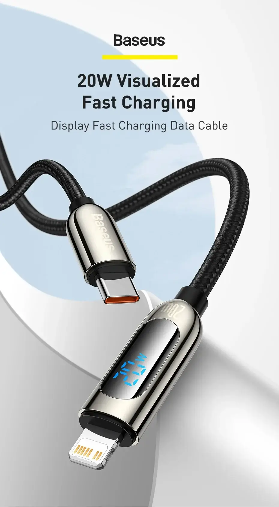 Baseus Display Fast Charging Type-C to Lightning Cable 20W 2m
