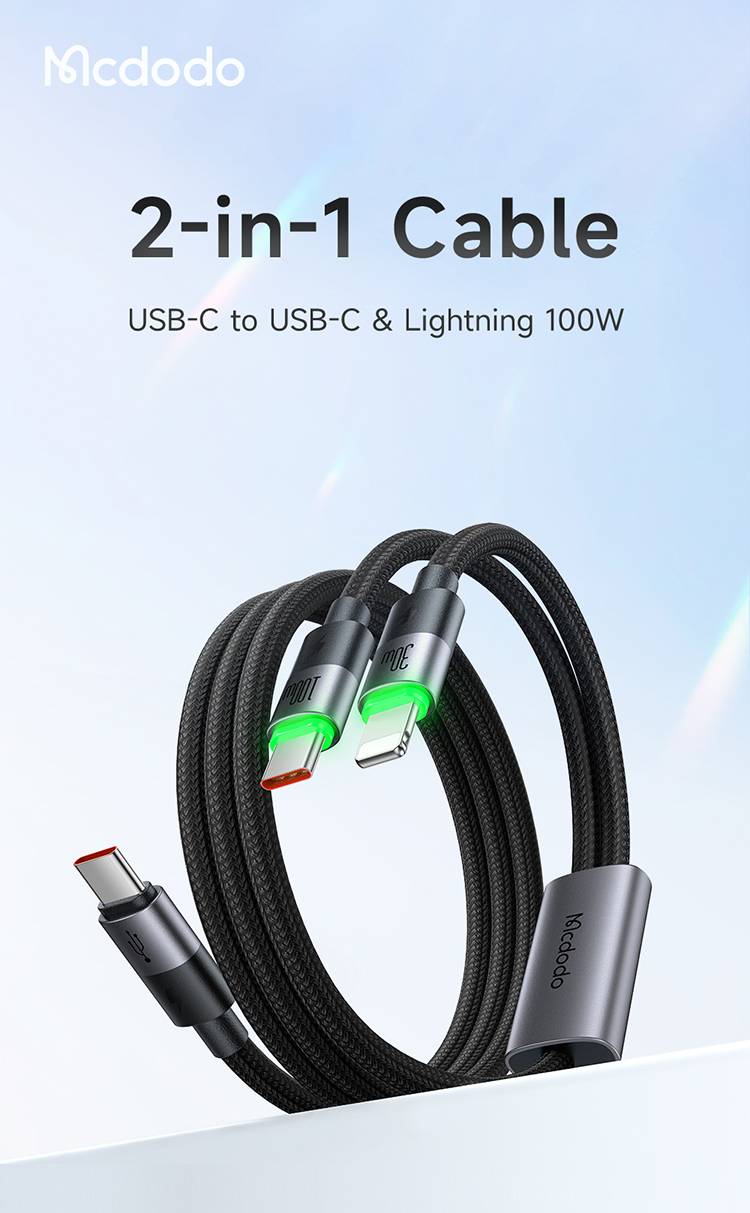 McDodo CA-6700 2-in-1 Fast Charging Cable 100W USB-C to USB-C & Lightning