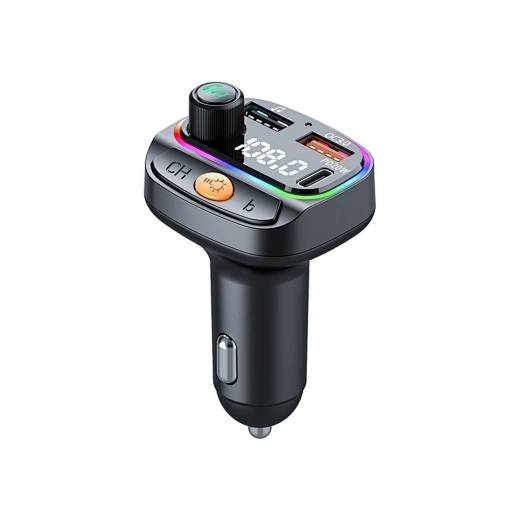 WIWU Wi-QC031 MP3 38W Car Charger with FM Transmitter and 3 Ports 1 USB-C & 2 USB-A