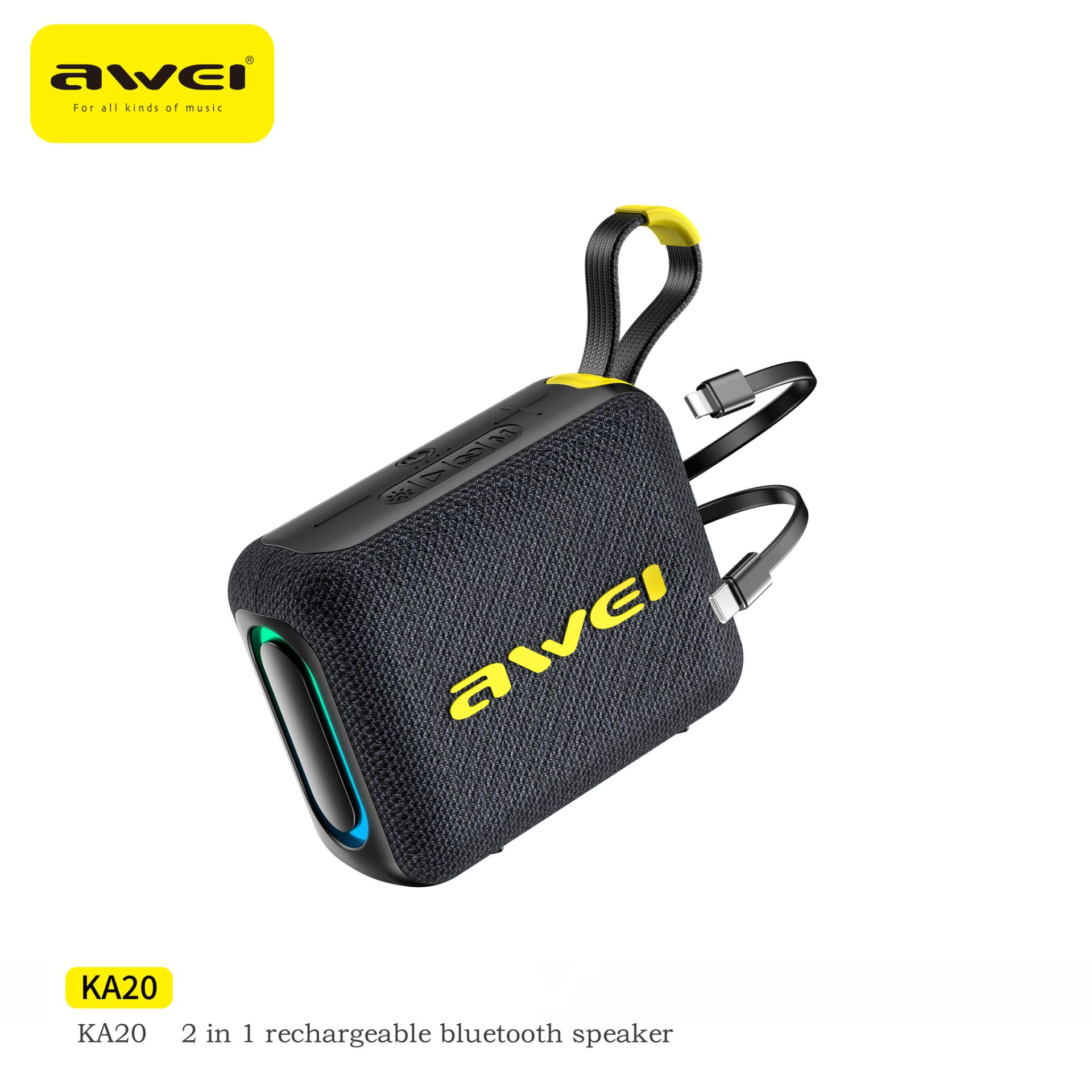 Awei KA20 Portable Wireless Bluetooth Speaker 5.3 Connectivity with RGB Lighting