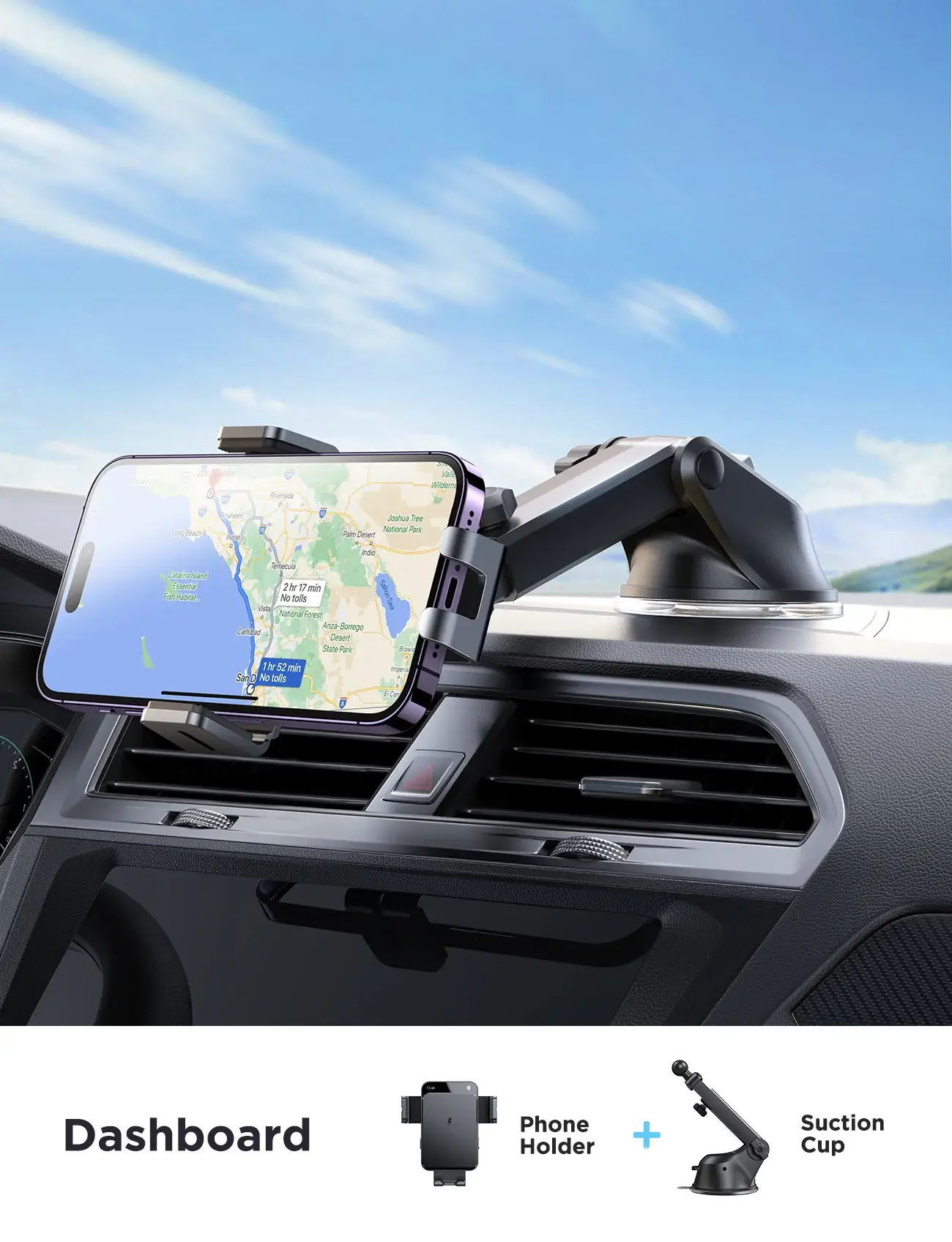 JOYROOM JR-ZS219 Three-Axis Electric 15W Wireless Charging Car Mount Holder