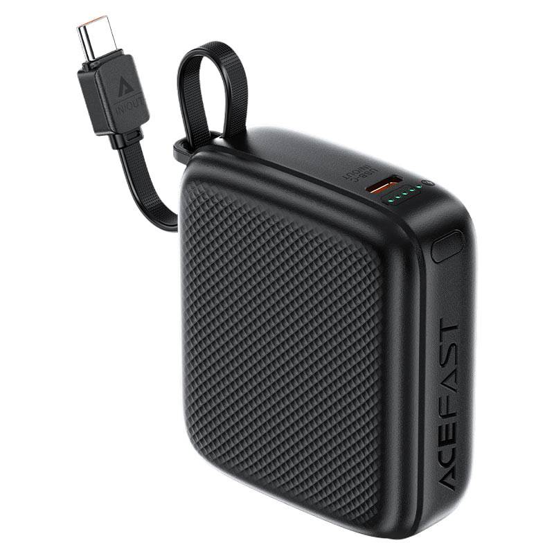 AceFast M15 10000mAh Power Bank with 20W PD Fast Charging & Built-In Cable