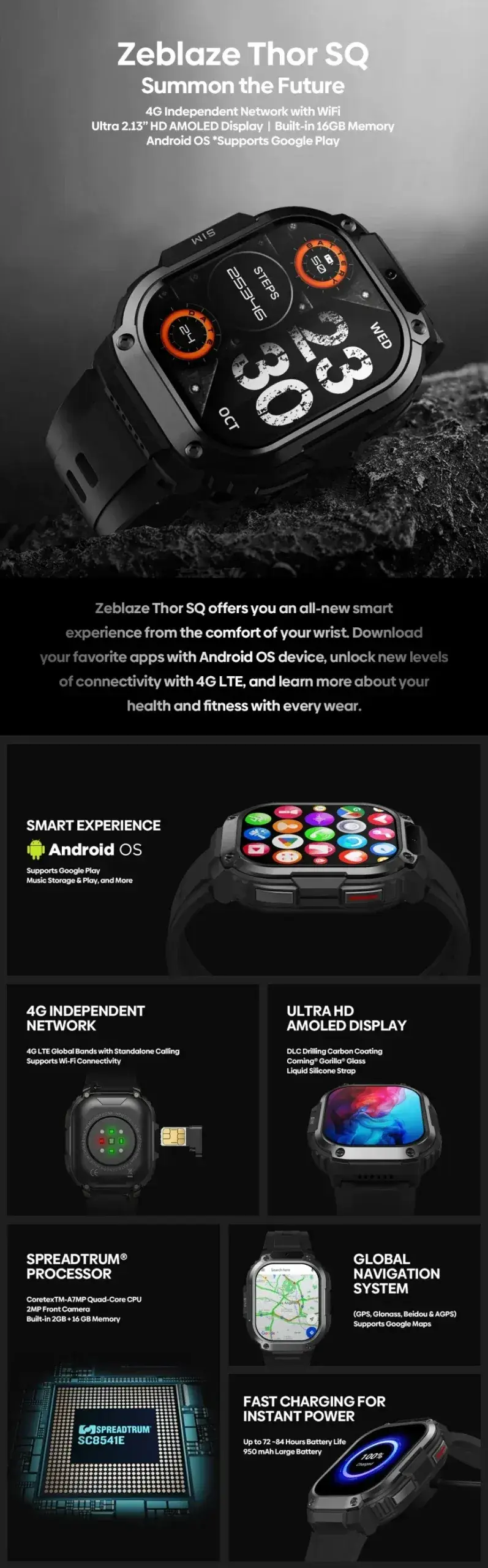 Zeblaze Thor SQ 4G Android Smartwatch